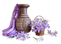 Ánfora y flores - ücretsiz png