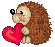 cute hedgehog love heart gif animated pixel art - GIF animate gratis