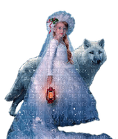 fantasy girl with wolf by nataliplus - gratis png