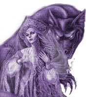 Y.A.M._Fantasy tales woman girl dragon purple - png gratuito