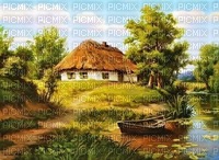Bauernhaus, See, Vintage, Hintergrund - PNG gratuit