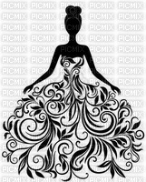 Lady Elegant in Floral Gown - PNG gratuit