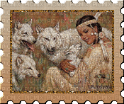 timbre amérindienne et loups - GIF animado grátis