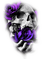 soave deco gothic skull  black white purple - Free PNG