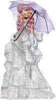 bimbo en blanc avec  parapluie - Бесплатный анимированный гифка