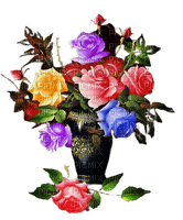 vintage vase  with roses - zdarma png