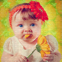 baby eat flowers bg GIF BEBE FOND