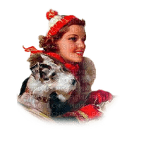 dama  perro invierno navidad dubravka4 - png gratuito