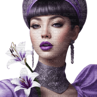 Femme  en  violet et  fleurs  Miriella - бесплатно png