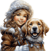 loly33 enfant  chien  hiver - darmowe png
