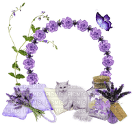 dolceluna flowers cat lavender frame butterfly - Free PNG