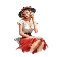 woman red vintage hat - PNG gratuit