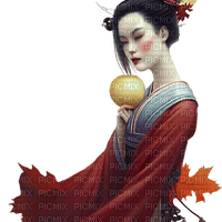 kikkapink autumn woman geisha - besplatni png