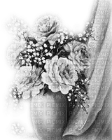 soave deco flowers  vintage   curtain black white - zdarma png