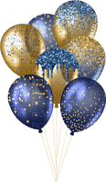 Balloons.Blue.Gold - Free PNG