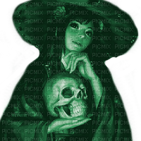 Y.A.M._Fantasy Gothic  woman girl Skull green - PNG gratuit
