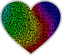 leopard print rainbow glitter heart - Free animated GIF