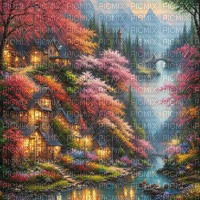 painted background landscape - png gratis