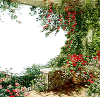 Frame garden green  and red roses - zdarma png