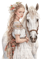 loly33 femme cheval printemps - PNG gratuit