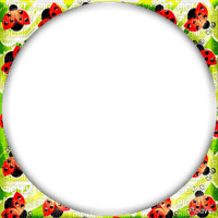 soave frame circle  ladybug flowers spring - PNG gratuit