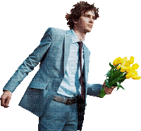 man-flowers--blommor - Бесплатный анимированный гифка
