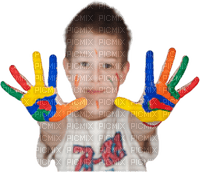 Kaz_Creations Baby Enfant Child Boy With Painted Hands - png gratuito