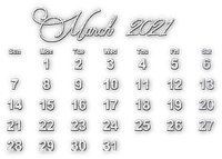soave calendar deco march text 2021 - PNG gratuit