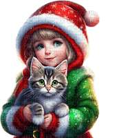 loly33 enfant  chat hiver - PNG gratuit
