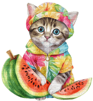 Cat - Summer - fruit - bezmaksas png