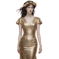 springtimes woman art deco gold dress - PNG gratuit