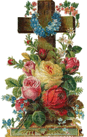 Blumenkreuz, Rosen, Vergißmeinnicht, bunt - Ilmainen animoitu GIF
