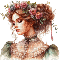 vintage woman illustrated - zadarmo png