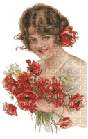 loly33 femme vintage fleur - png ฟรี