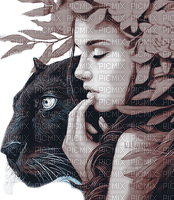 Y.A.M._Fantasy woman girl Panther - bezmaksas png