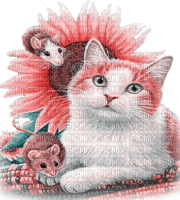 soave cat mouse friends autumn animals deco - Free PNG