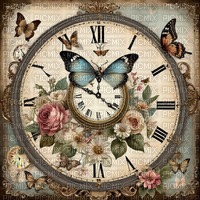 springtimes background vintage clock - gratis png