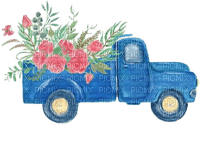 Blue Flower Truck - Free PNG