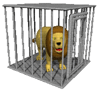 Lion in cage - GIF animé gratuit