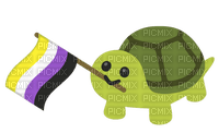 Non binary Pride flag turtle emoji - ücretsiz png