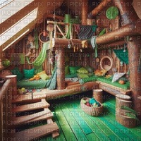 Green and Brown Treehouse - фрее пнг
