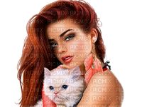woman  with cat by nataliplus - ilmainen png