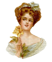 woman, gelbe rose, vintage - 無料のアニメーション GIF