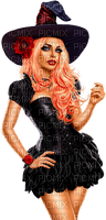 Woman.Witch.Halloween.Black.Red - png gratis