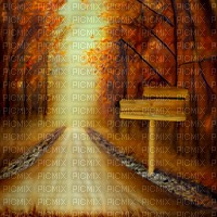 Autumn Forest Path with Wooden Signpost - png gratis