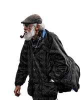 old man smokes a  pipe - nemokama png