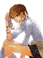 manga girl with phone - png ฟรี