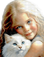 Child girl and cat - Free PNG