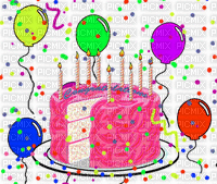 image encre animé effet gâteau pâtisserie joyeux anniversaire ballons edited by me - Free animated GIF