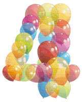 Kaz_Creations Numbers Number 4 Balloons - PNG gratuit